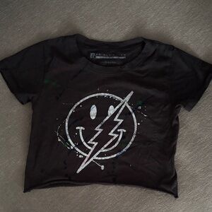 Prince Peter Collection Black Kids T-Shirt with Lightning Smiley